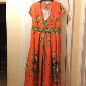 African inspired orange dress size large A6